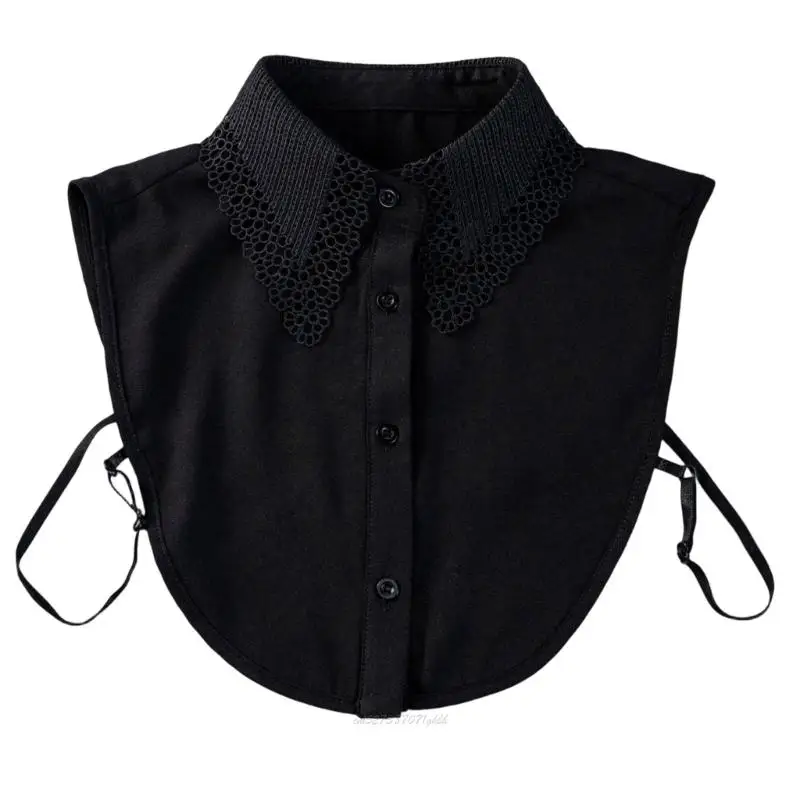 X5XA Soft Half Shirts Blouse Detachable Half False Collar With Peplum Shoulder Elegant Lace Collar Insert For Work Parties