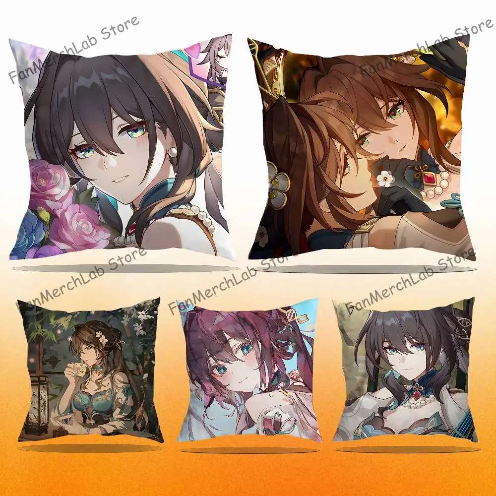 

R-Ruan M-Mei Star R-Rail Pillow Covers Cartoon Sofa Decorative Home Double-sided Printing Short Plush Cute Cushion Cover