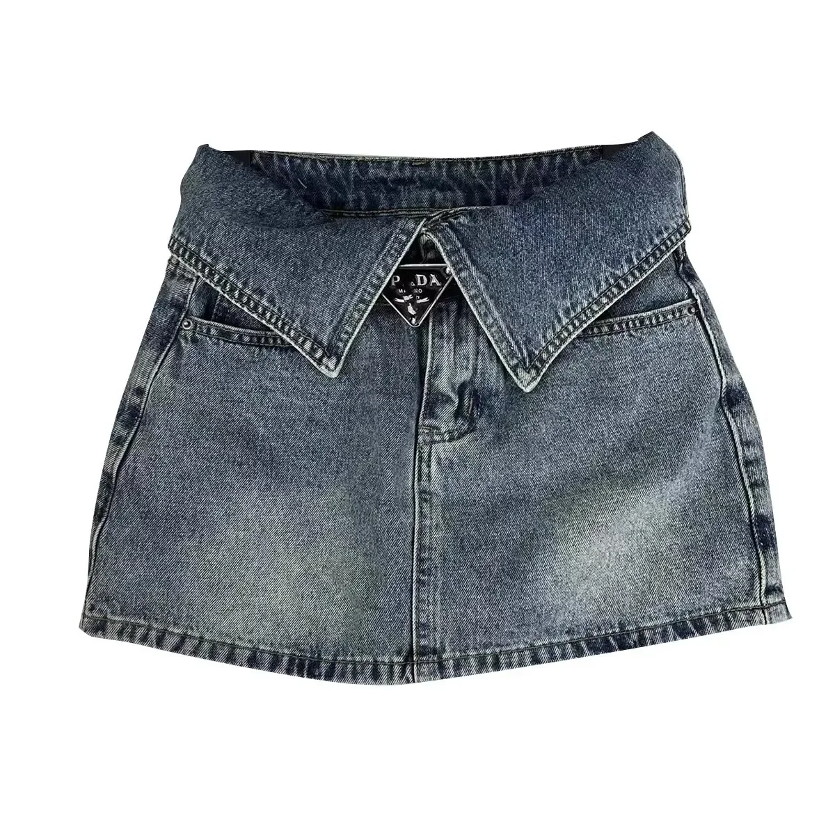 Short Denim Skirt Female Slim-fit High-waisted Korean Version Niche Design Anti-slip A-line Package Hip Skirt 2024 Summer