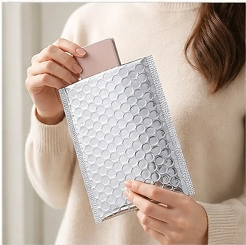 100Pcs Bubble Padded Mailers Aluminum Foil Interior Bubble Lined Self Seal Closure for Phones Jewelry Electronics Cosmetics
