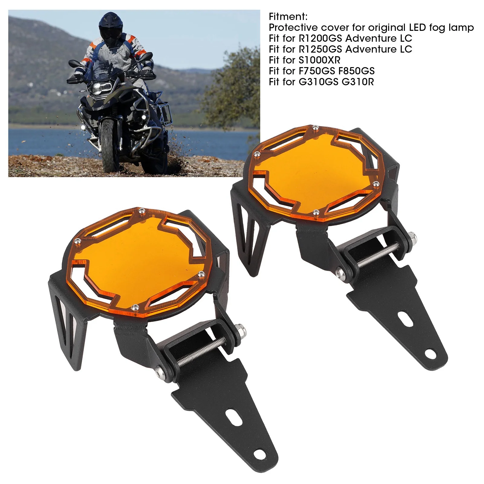

ZK40 Motocycle Fog Light Guard Protective Cover LED Lamp Protector Fit for R1200GS/R1250GS Adventure LCOrange