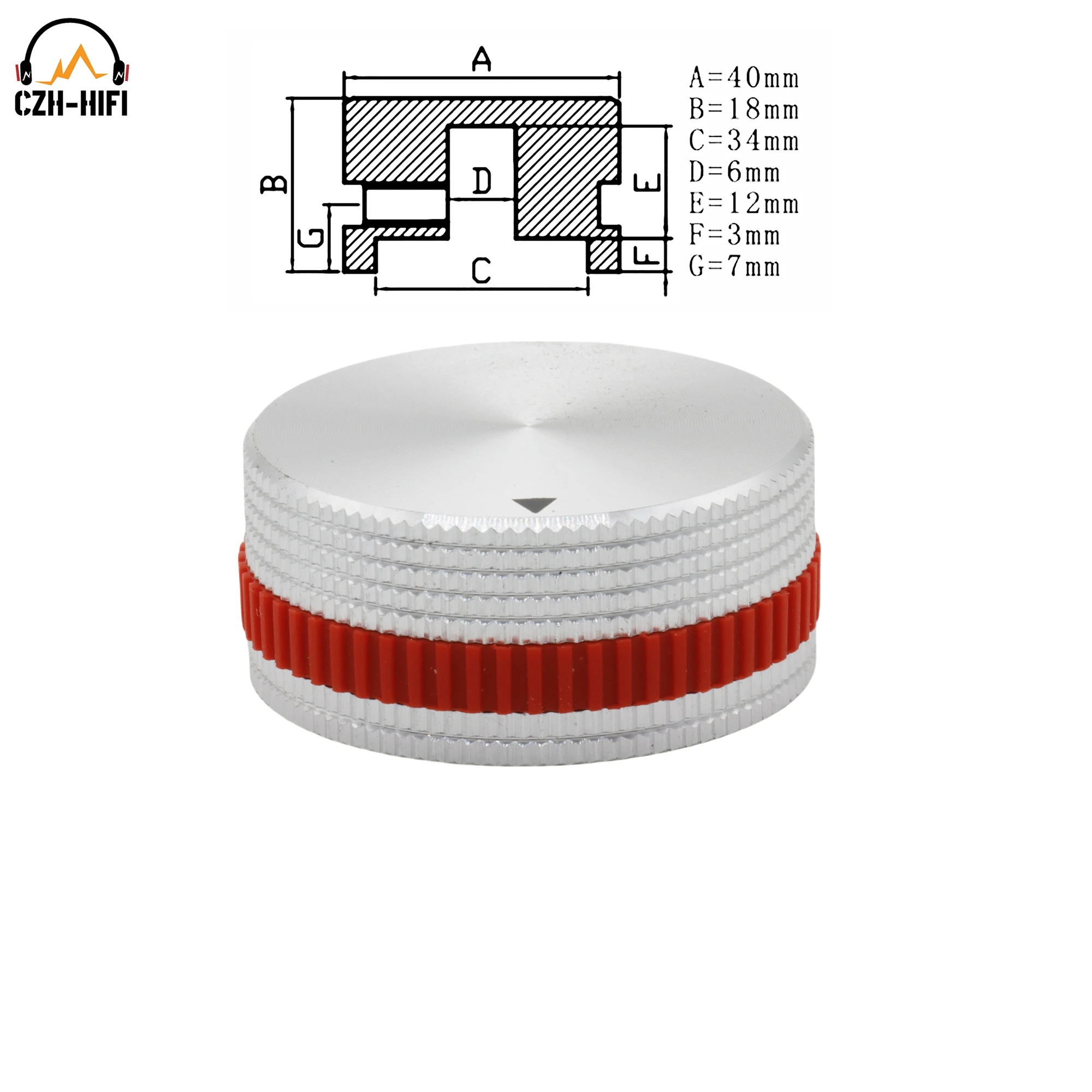 1pc 40mm CNC Gefräste Solide Aluminium Potentiometer Knopf Taste Kappe Audio AMP CD DAC Radio Plattenspieler Dreh mit Gummi Ring – Detail 3