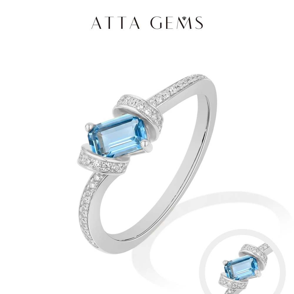 ATTAGEMS Emerald Cut 0.8ct Synthetic Spinel Rings s925 Silver White Zircon Ring forWomen Dainty Office Wear Jewelry Gift for Her