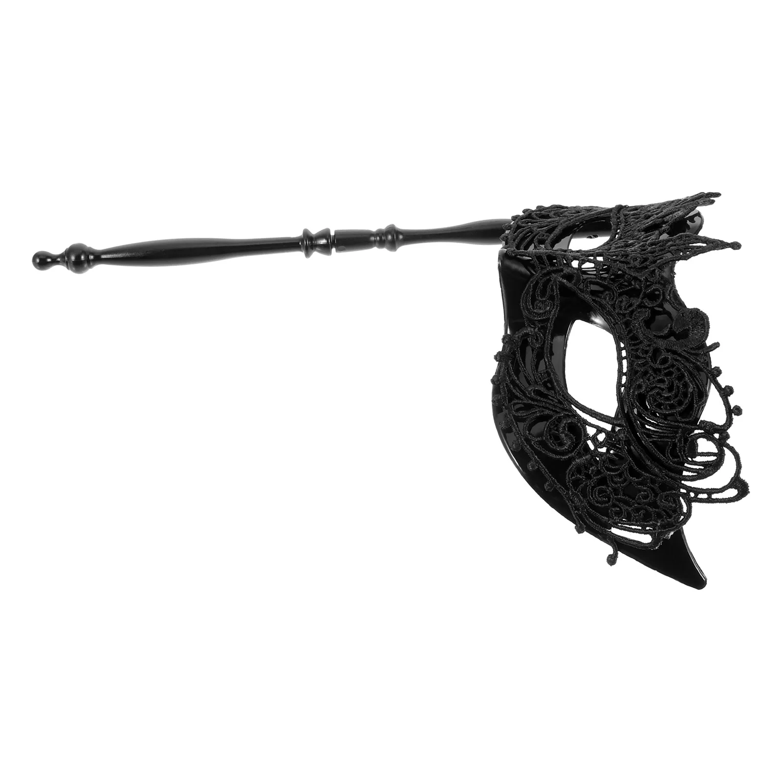 Handgehaltene Stick-Maske, ergonomische Maskerade, Karnevalsmasken, Make-up, klassische schwarze Neujahrswerkzeuge, Kunststoff, Halloween-Abschlussball