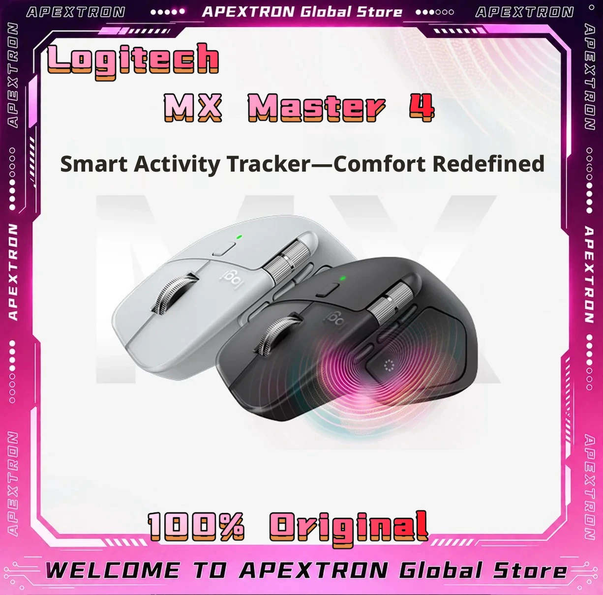 Logitech MX Master 4 Wireless Mouse 8K DPI Darkfield Smart Actions Ring Haptic Feedback MagSpeed 70-Day Battery USB-C Receiver