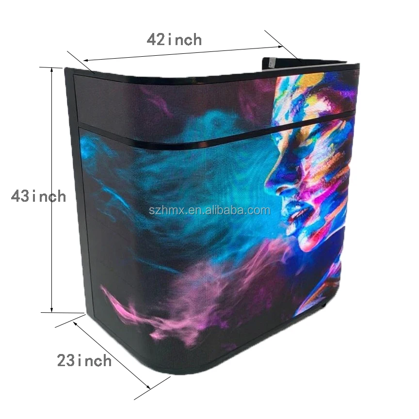 Customized Movable Indoor DJ Table Facade Booth Stand Light-emitting Video Wall Party KTV Bouncy Bar Nightclub Advertising view 3