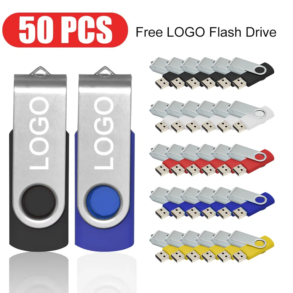 Portable pendrives 50 PCS/LOT wholesale USB 2.0 Flash Drive Memory Stick 32GB 16GB 8GB 4GB 2GB 1GB pen drive Free laser logo