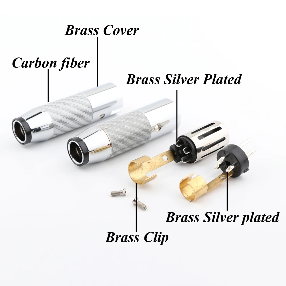 Preffair 2/4Pcs Hi-end Black/White Carbon pure copper rhodium-plated 3pin XLR Plug balance Wire XLR male and female amplifier