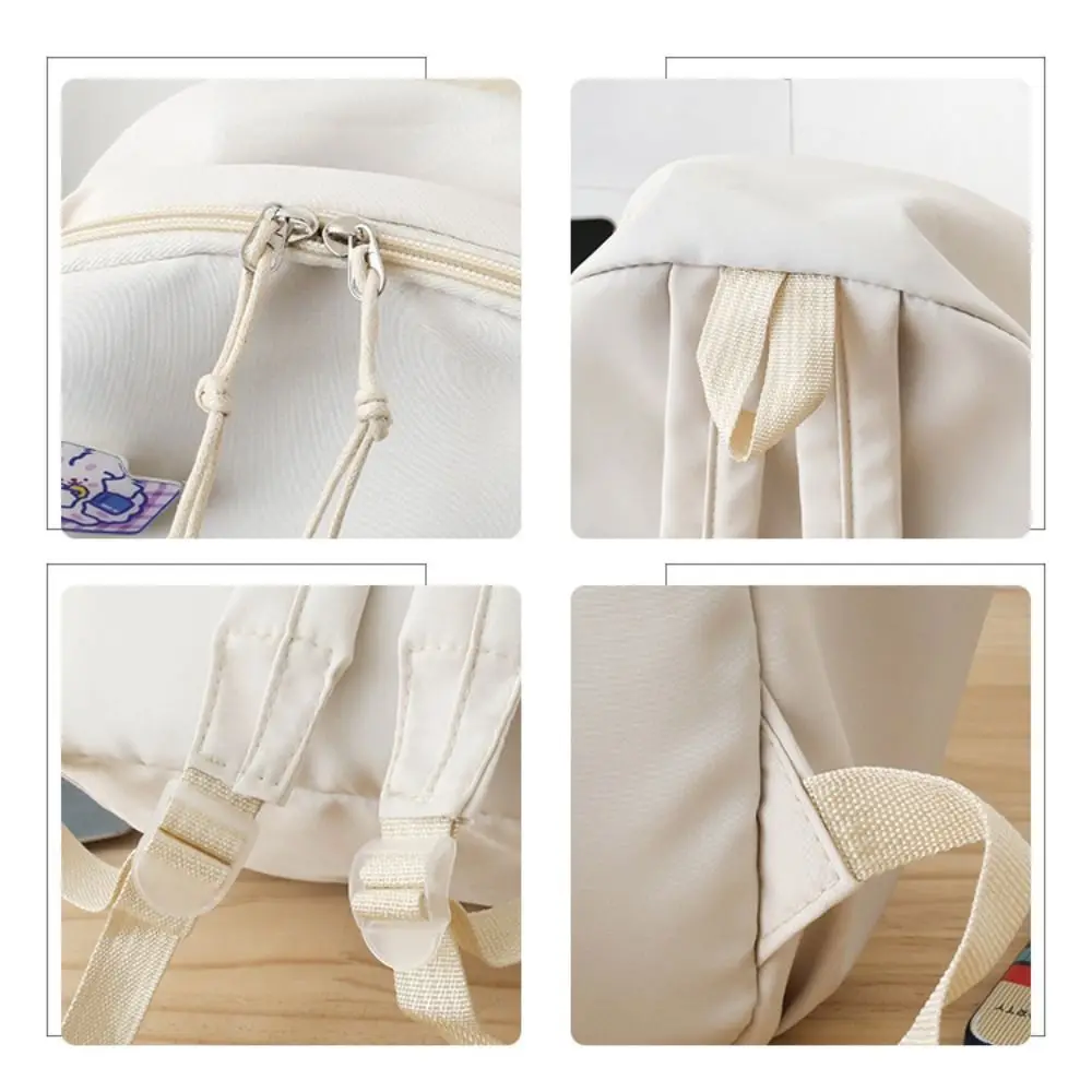 Fashion Large Capacity School Bag Portable Solid Color Lightweight Backpack Canvas Adjustable Strap Students Backpack Unisex