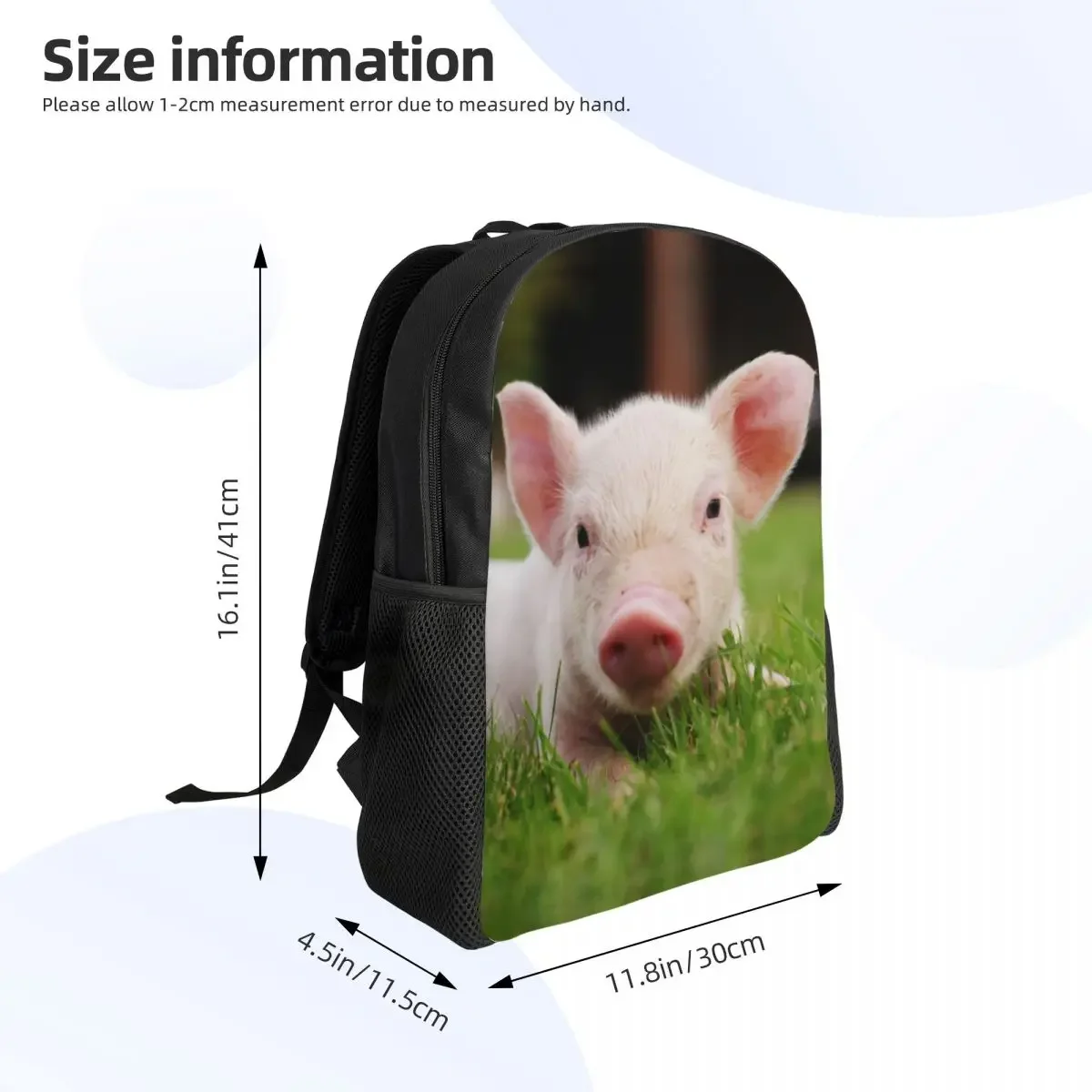 Custom Little Baby Piglet Pig Travel Backpack Women Men School Computer Bookbag Animal Piggy Lover College Student Daypack Bags