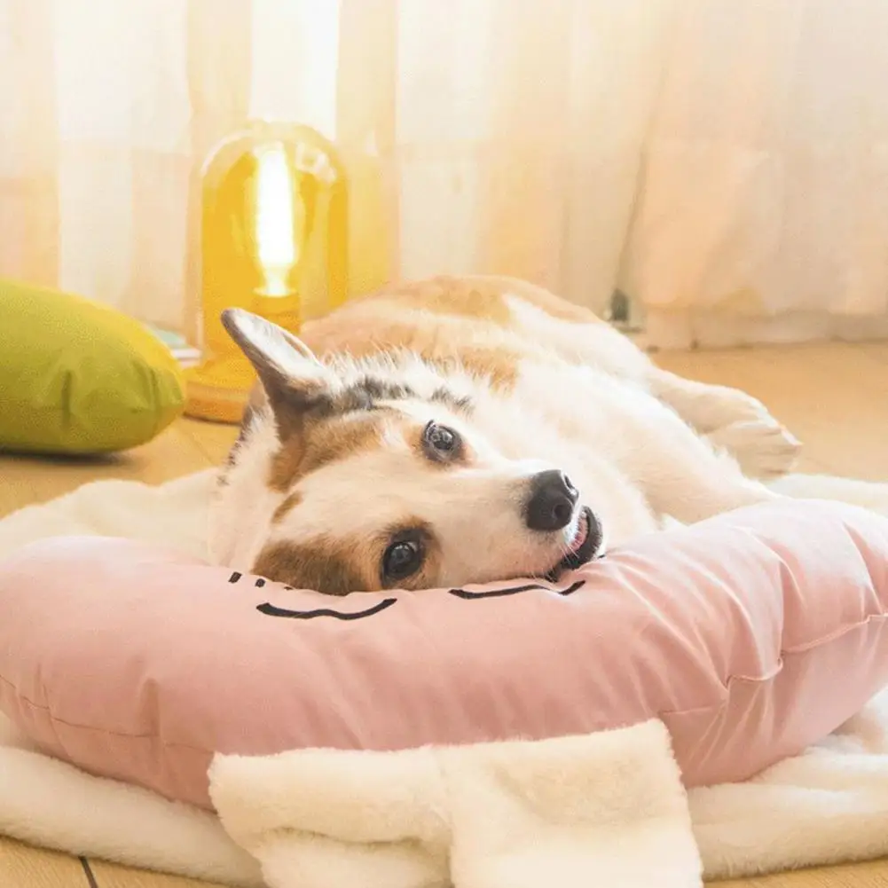 Pet Pillow Bunny Ears Crescent-shaped Dog Headrest Comfortable Cat Sleeping Neck Support Removable Invisible Zipper Puppy Pillow