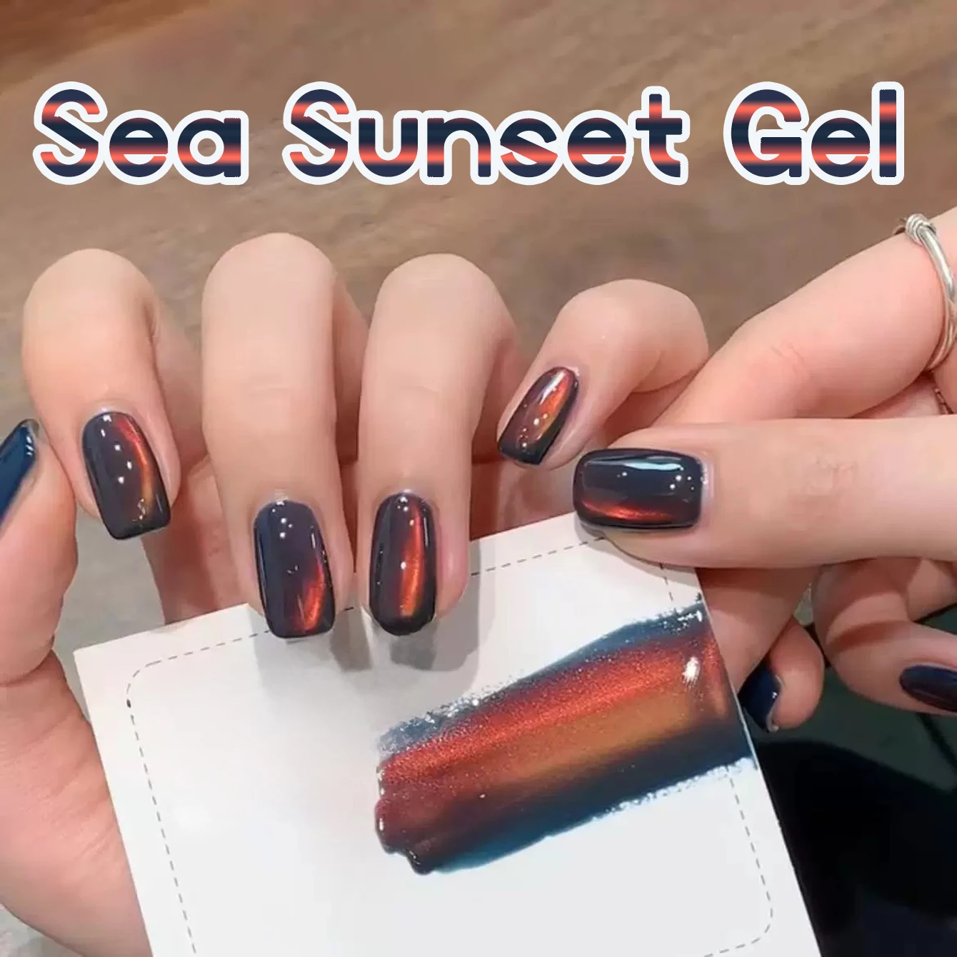 1-12pcs WS Autumn Winter Nails Sea Sunset Amber Blue Gold Linght Crystal Glass Bead Cat Eye Gel Nail Polish Nail Salon Home DIY image 4