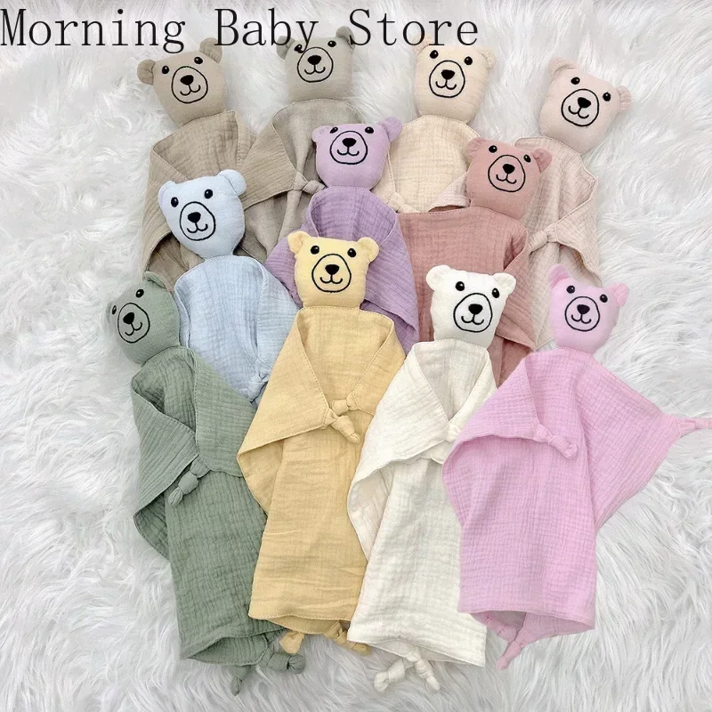 Cute Baby Rabbit Cat Comforter Soft Cotton Sleeping Dolls Soothing Cloth Blanket Baby Muslin Towel Newborn Appease Towel Bibs