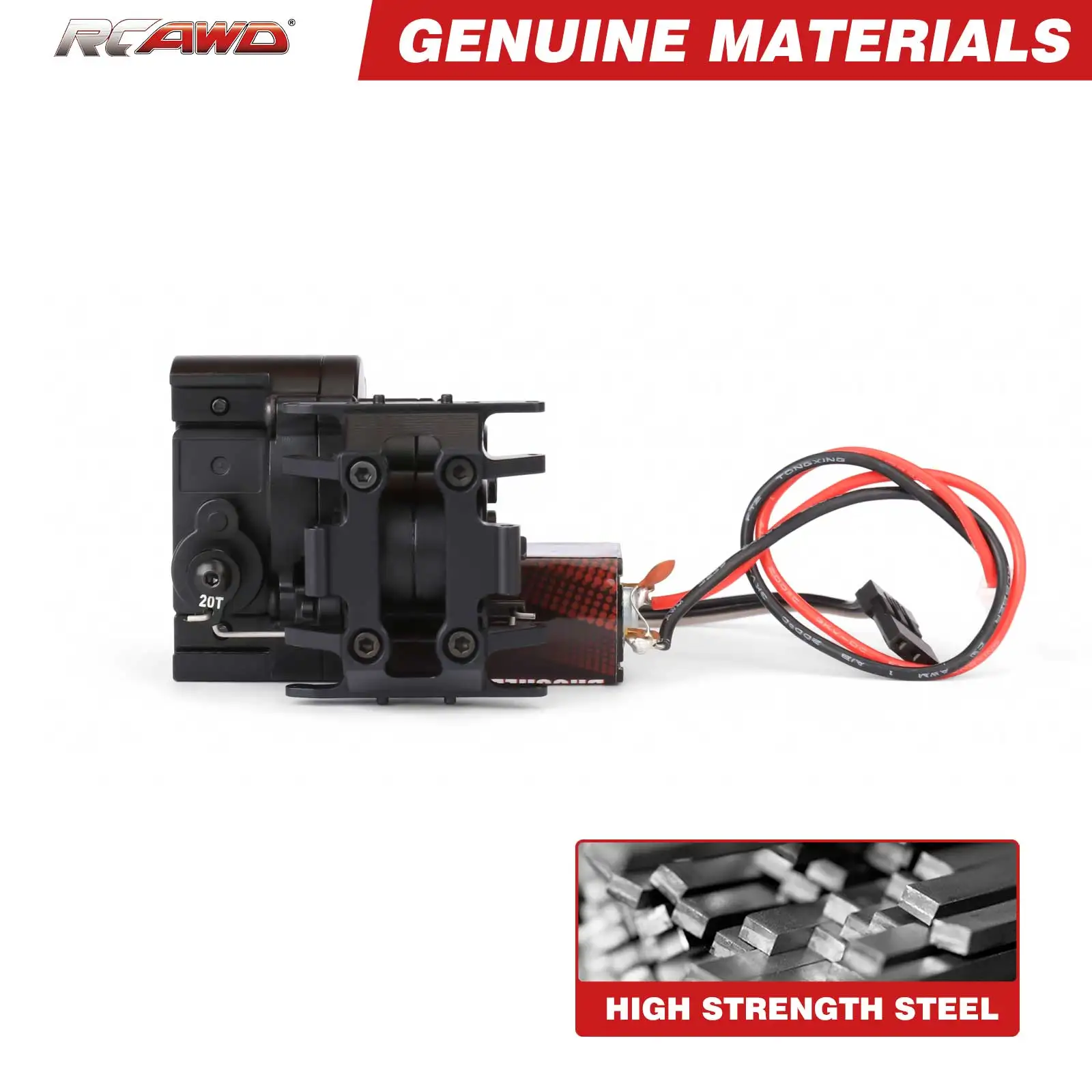 RCAWD – ensemble moteur en alliage 2 vitesses 72T 130, boîtier de boîte de vitesses de Transmission pour AXIAL 1/24 SCX24 Rock Crawlers, pièces de mise à niveau