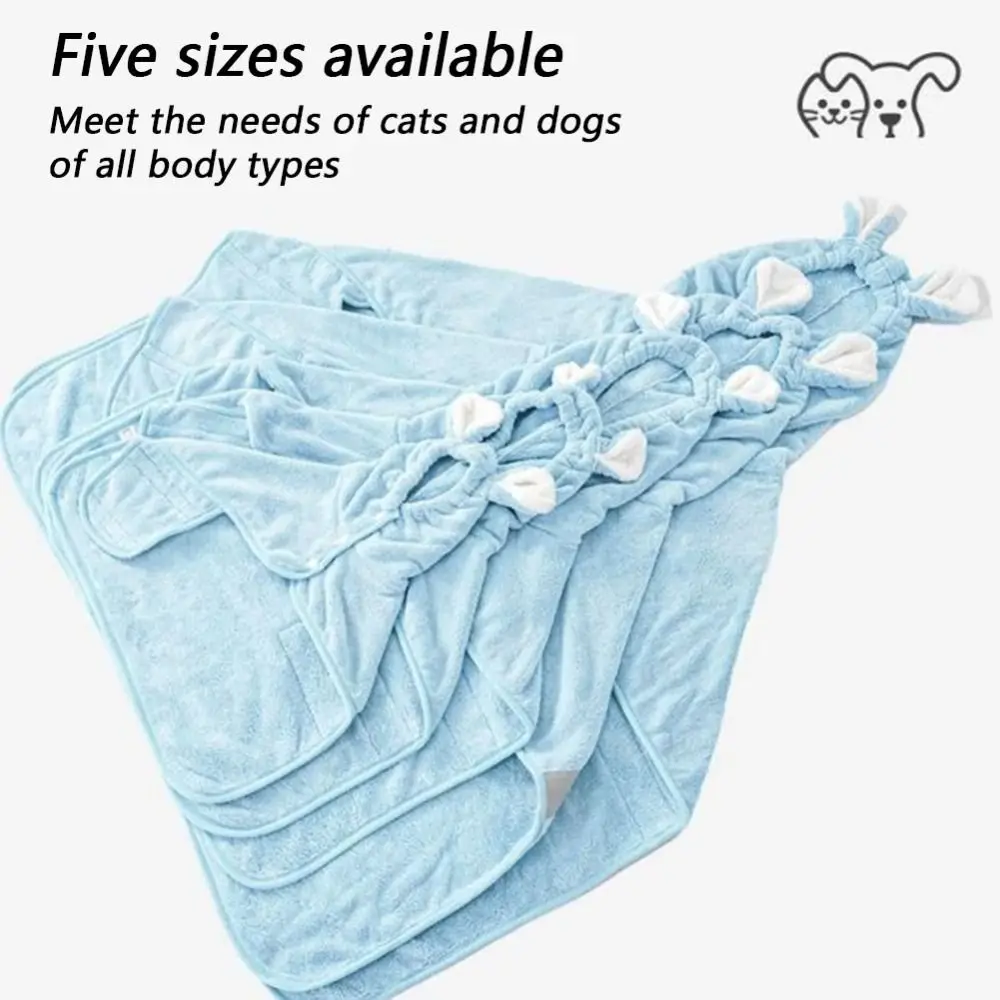 Super Absorbent Dog Bathrobe Cute Hooded Pet Bath Towels Soft Hairless Quick-drying Pet Wash Towels for Small Medium Large Dogs