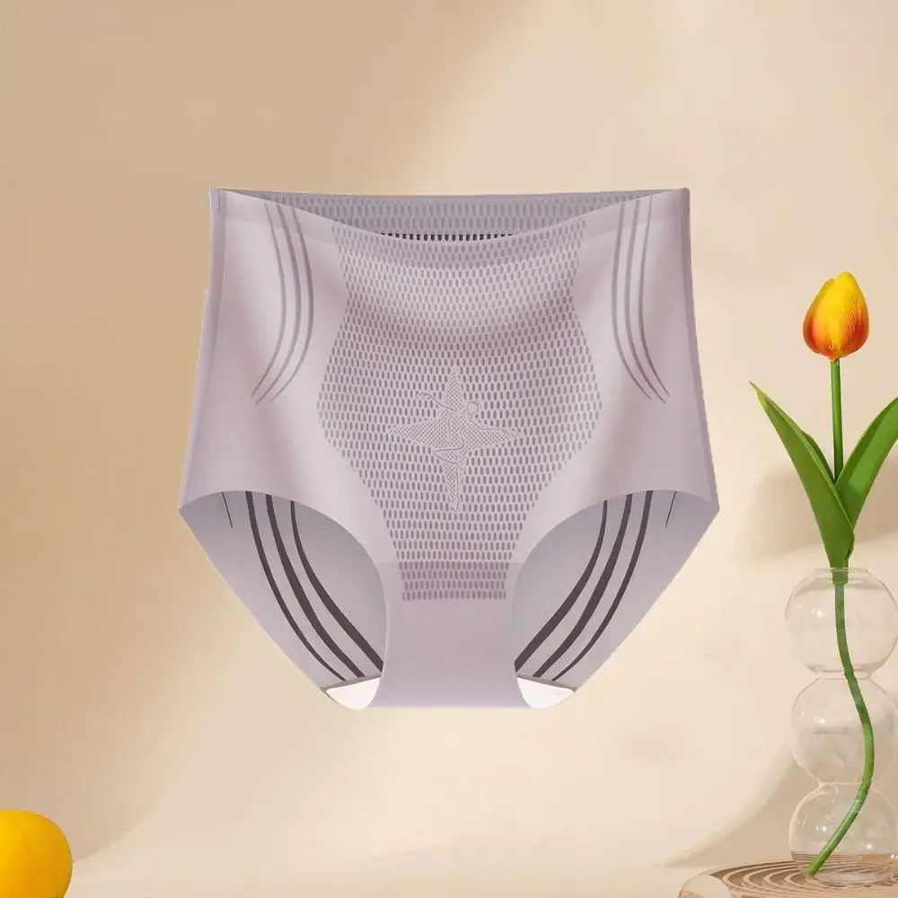 Slip da donna a vita media in seta di ghiaccio Intimo in cotone con cavallo Intimo modellante senza cuciture Lingerie per il controllo della pancia Mutandine dopo il parto Donna