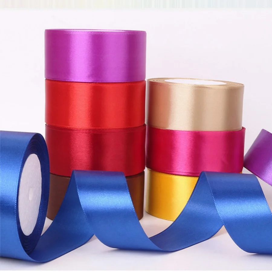 50roll 25yards/Roll 3.8cm Satin Ribbons Birthday Party Flower Gift Wrapping Box Christmas Halloween Festival Supplies DIY Crafts