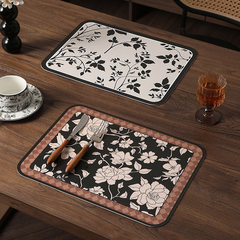

Modern Vintage Sle Dining Table Mat PU Leather Home Waterproof Oil-resistant No-wa High Temperature Resistant Luxury Retr...