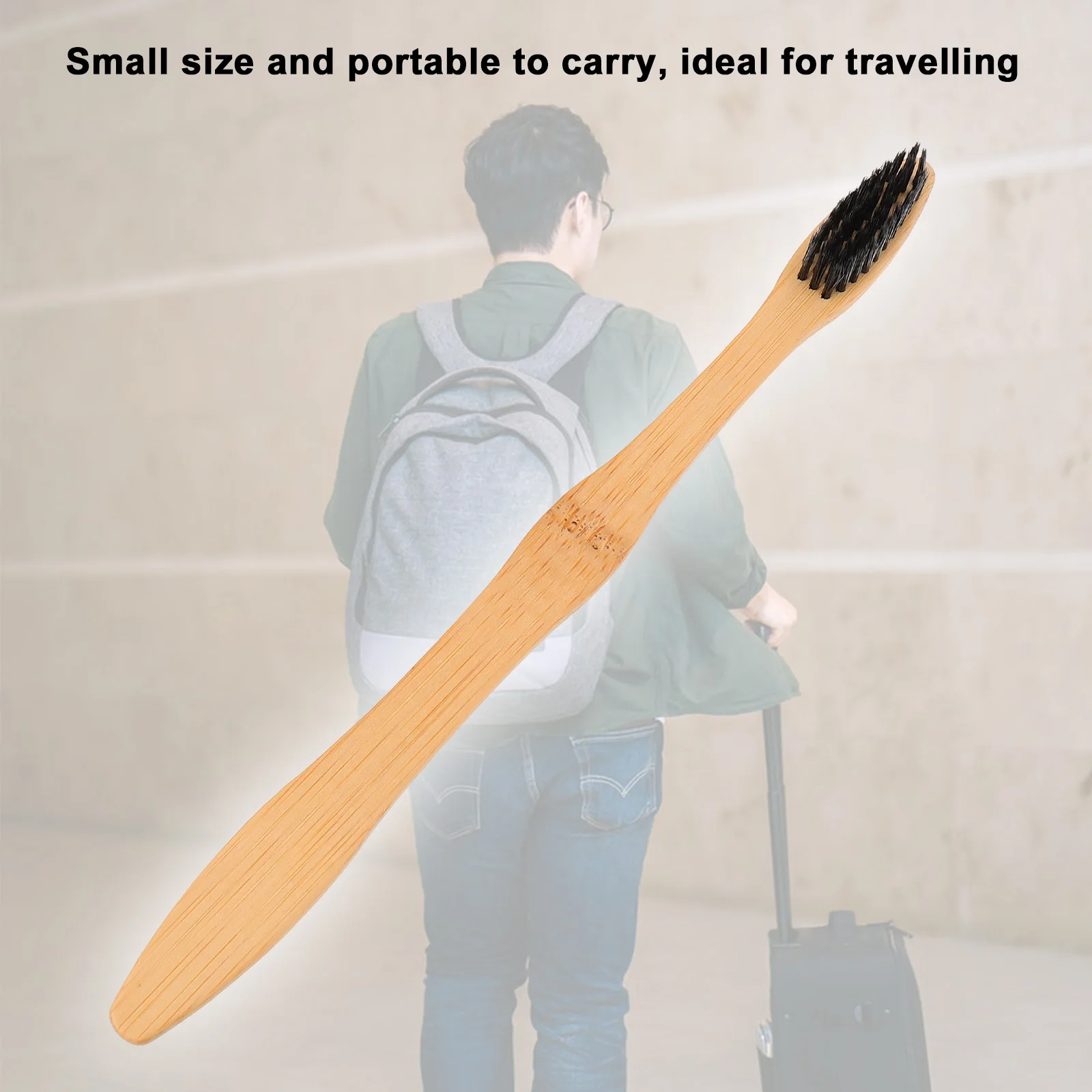 Spazzolino da denti portatile in bambù da 20 pezzi, impugnatura biodegradabile, impugnatura comoda e leggera per l'uso in campeggio, escursionismo, viaggi all'aperto