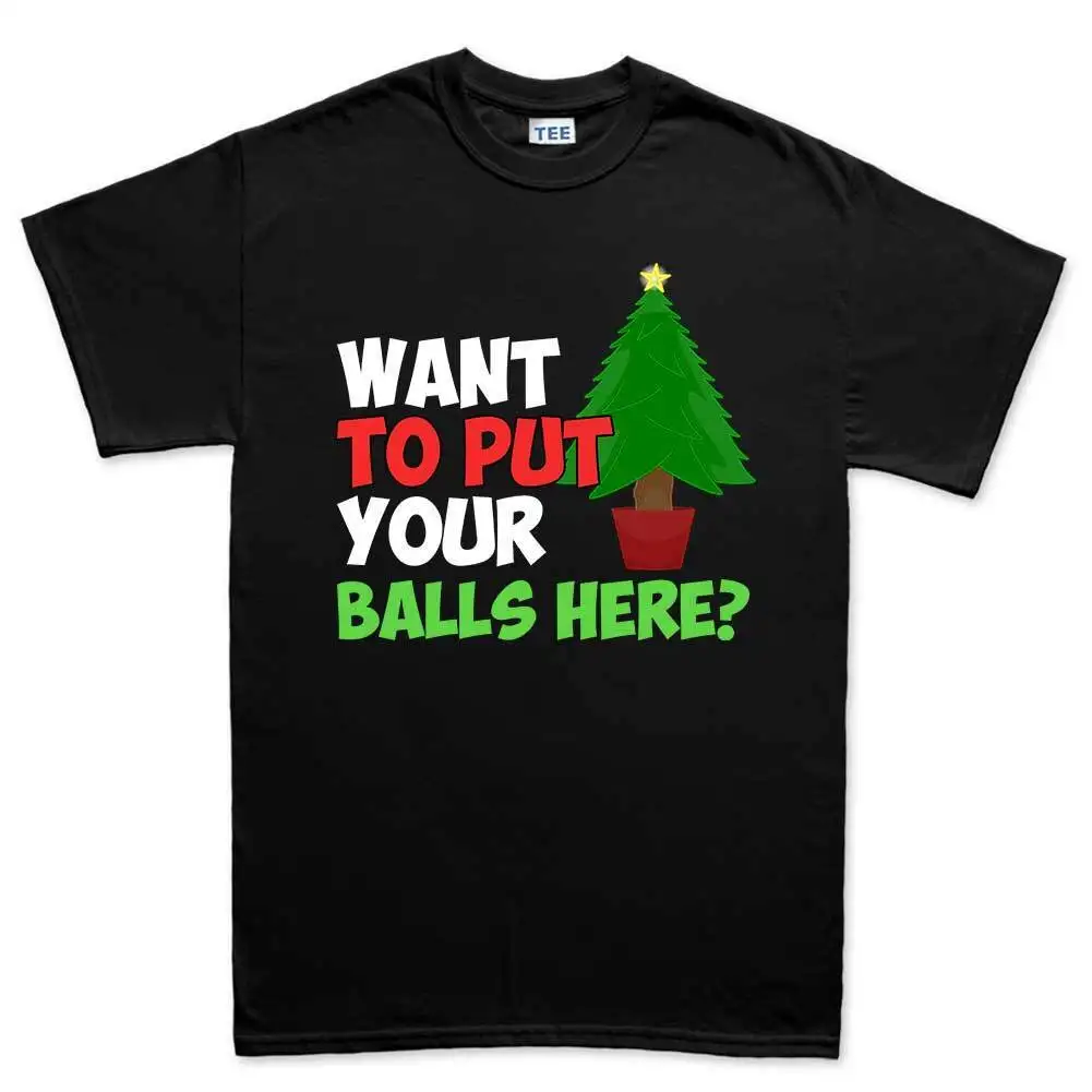 Put Balls Here Funny Christmas Party Xmas Gift Mens T shirt Tee Top T-shirt