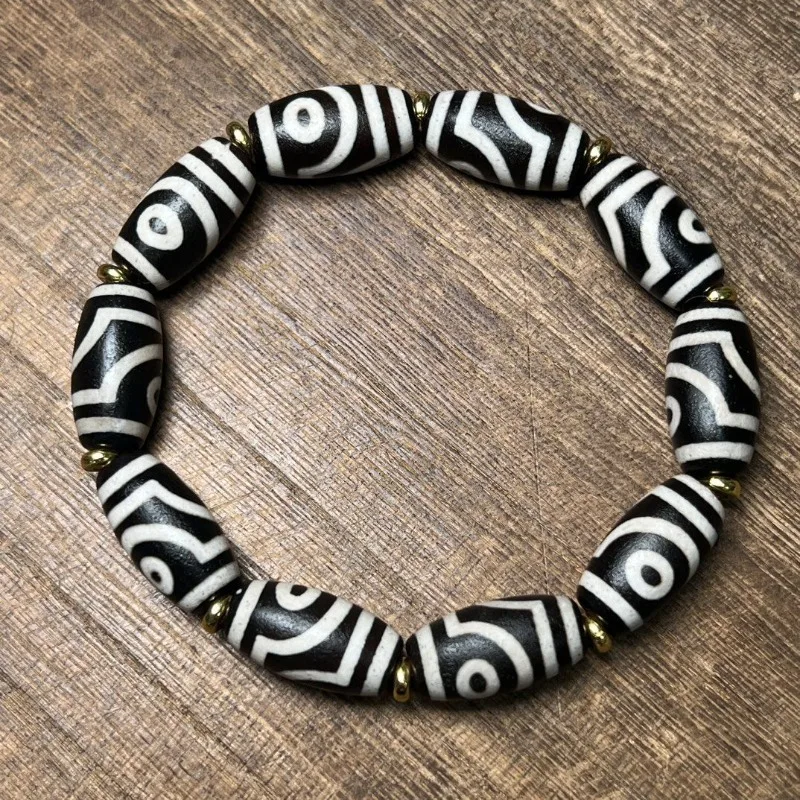 

New Boutique Old Agate Two-eye Dzi Beads Couple Lucky Transfer Bracelet