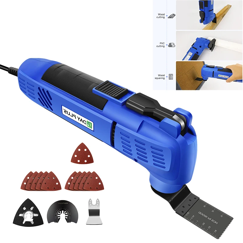 BRIEFNESS Herramienta Multifunción Oscilante Eléctrica 380W Lijadora Cortadora Sierra Raspador 6en1 con Accesorios Cable 2m para Bricolaje Pulido Limpieza Renovación Hogar