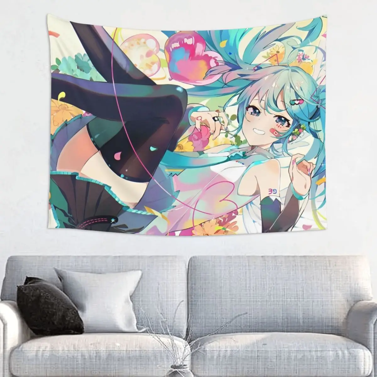 

Japan Anime Hatsune Miku Tapestry Colorful Polyester Wall Hanging Room Decor Beach Mat Retro Wall Tapestry