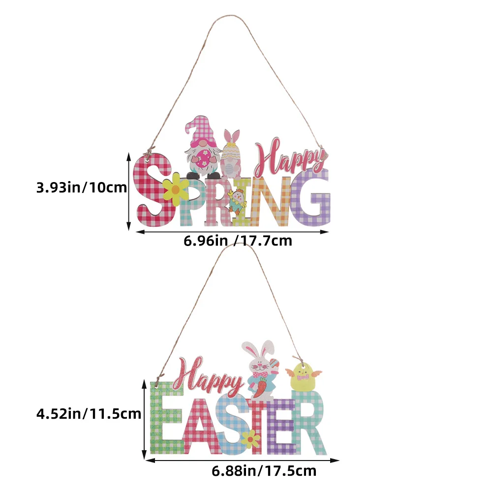 2 قطعة قلادة بحرف خشبية عيد الفصح معلقة لافتة للباب مهرجان الربيع جدار الفن الشرفة ديكور المنزل المشهد تخطيط الحرفية حلية #3