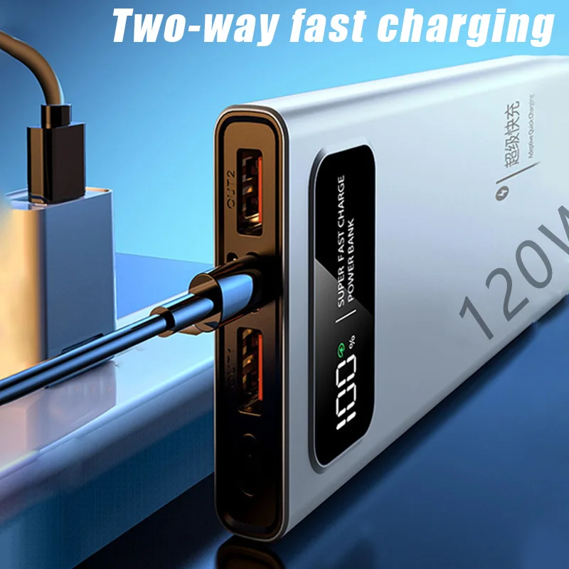 200000 mAh 120W Power Bank Super szybkie ładowanie baterii Cyfrowy wyświetlacz o dużej pojemności Power Bank dla Iphone Samsung Huawei Xiaomi