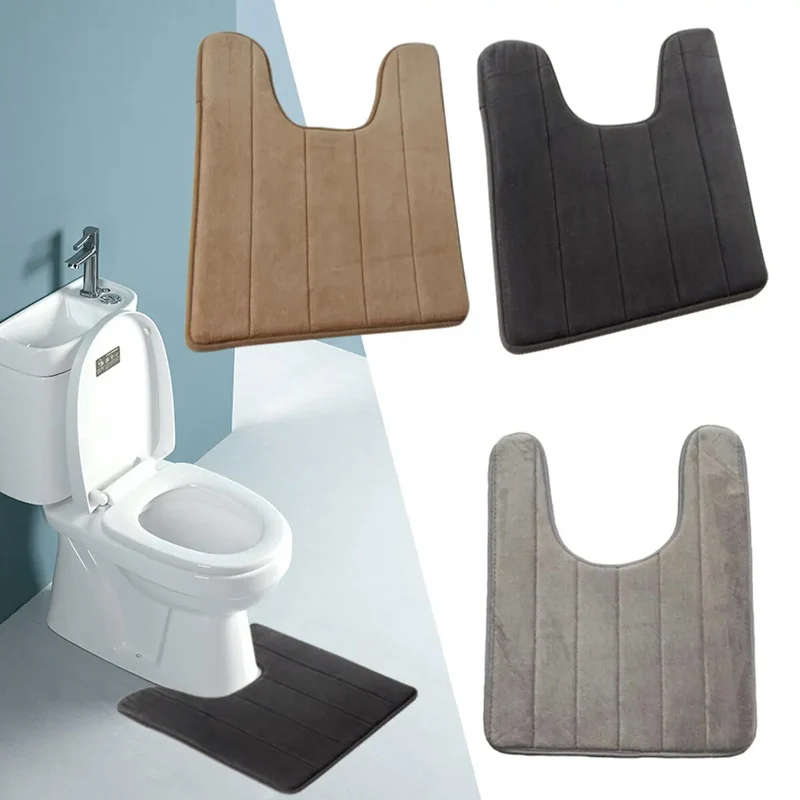 U-Shaped Water Absorbing Mats Bathroom Toilet Mats Household Slow Rebound Kitchen Mats Toilet Floor Mats Toilet Accessories