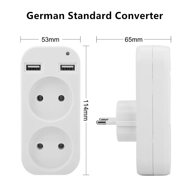 New EU Plug Adapter Conversion Plug Multifunctional Socket Portable Dual Usb Port German French Russian Universal Socket