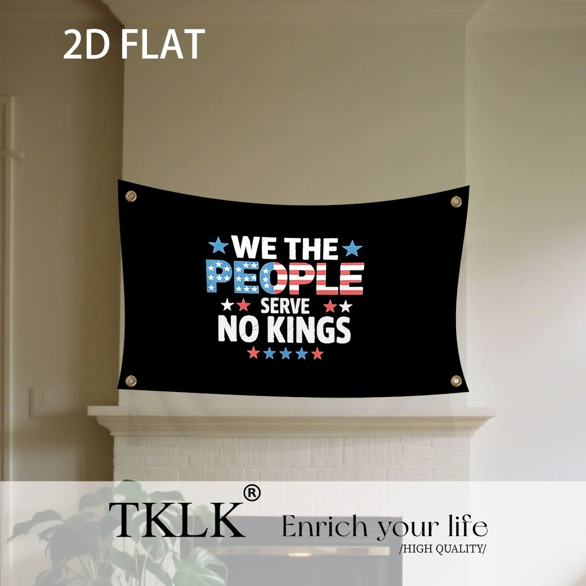 1pc We The People Serve No King In America Flag Banner, 60x90cm/90x150cm Durable Polyester Fabric with 4 Grommets for Wall Decor