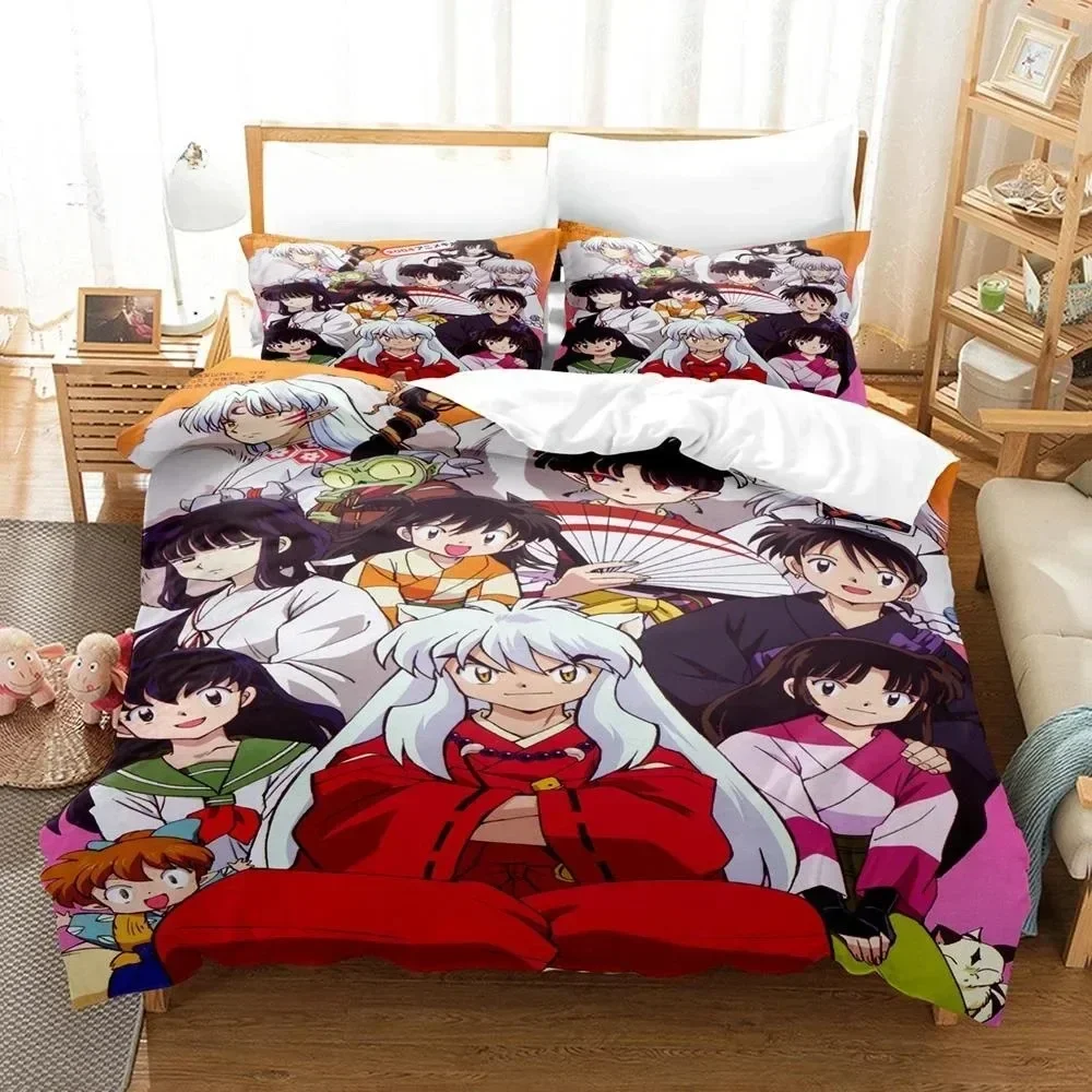 

New Fashion Inuyasha Bedding Set Single Twin Full Queen King Size Bed Set Adult Kid Bedroom 3D Anime bed sheets and pillowcases