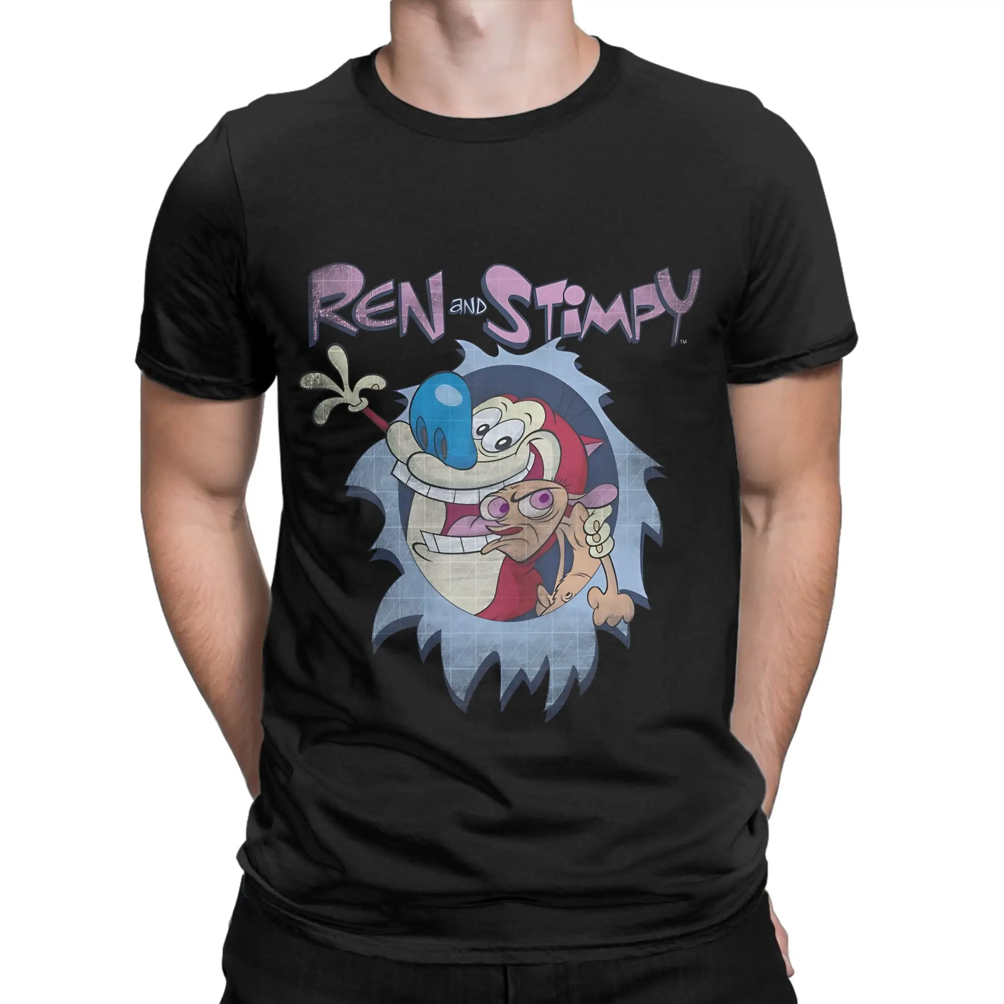 Ren and Stimpy Best Frenemies Title Poster Novelty 100% Cotton T-Shirt The rRen Stimpy Show Tops Tees For Men