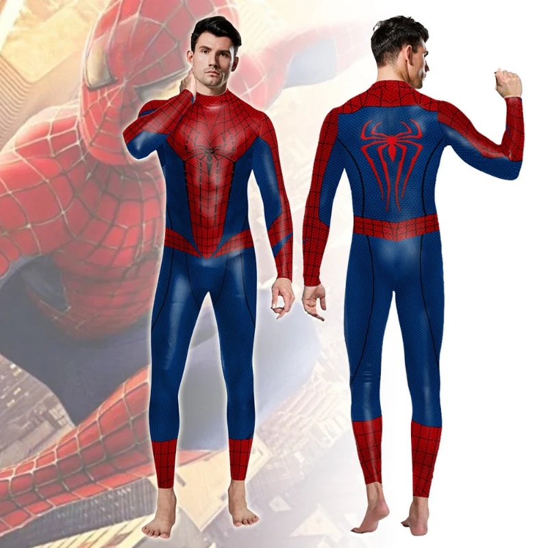 

Amazing Spiderman Cosplay Themed Bodysuit Halloween Superhero Zentai Bodysuits Spandex Party Cosplay Costumes For Adult