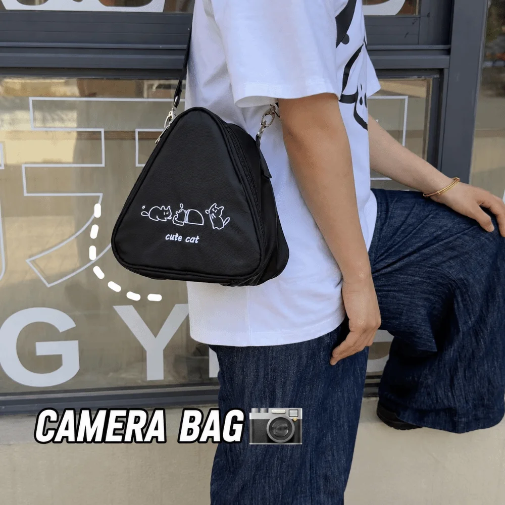 Simple Triangle Camera Bag Shockproof Adjustable Camera Case Crossbody Sling Bag for Fujifilm Instax Mini