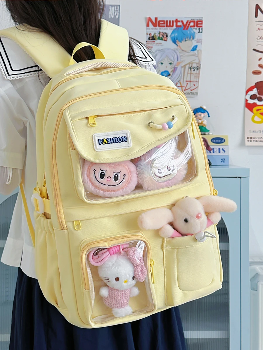 

Large Capaci Multi-ket Transparent School Bags for Girls High School Students Comic Con Double oulder Bags Sweet Colle...