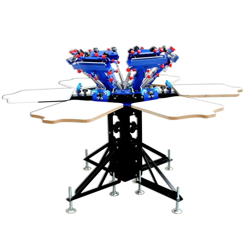Best Manual 6 Color 6 Station Rotary Carousel Multi Color T Shirt Silk Screen Printing Machine for Small Business