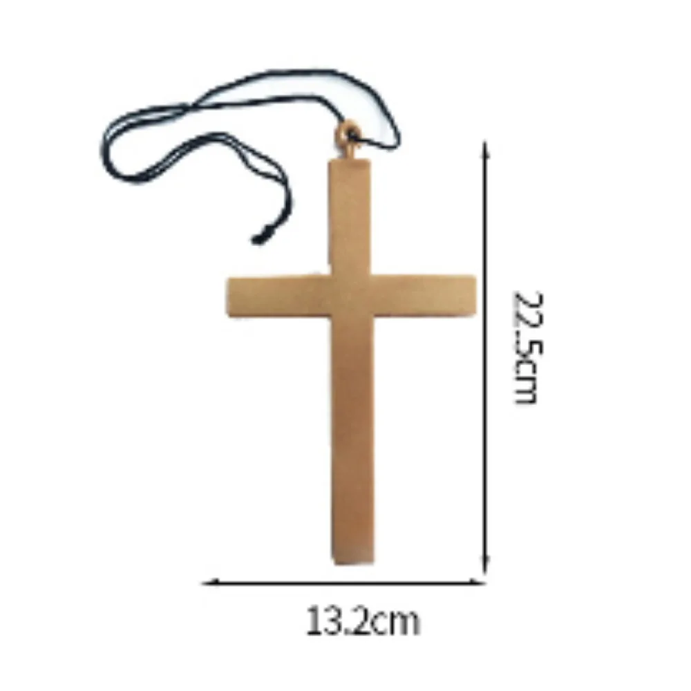 ハロウィーンのドレスアップアクセサリー、クロスゴールドのラウンドフレーム、クリアレンズサングラス、修道女のスカーフ