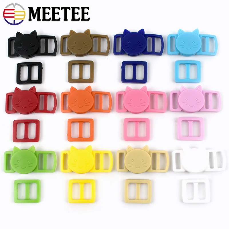 20/50Sets Meetee 10mm Plastic Adjust Side Clasp Release Buckle Tri Glide Slider Bag Strap Belt Pet Collar Buckles DIY Accessory