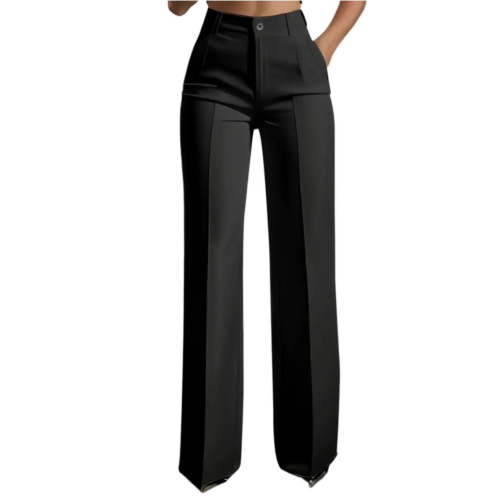Women's High Waist Pants Drapey Straight-Leg Minimalist Blazer Pants Versatile Stylish Sophisticated Work Casual Trousers