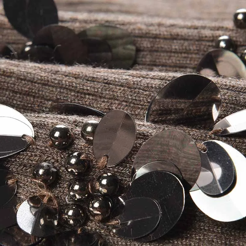 MCDV-suéter Sexy de punto con lentejuelas y hombros descubiertos para mujer, Jersey ajustado de manga larga con cuello inclinado elegante, Tops, prendas de punto suaves y cálidas