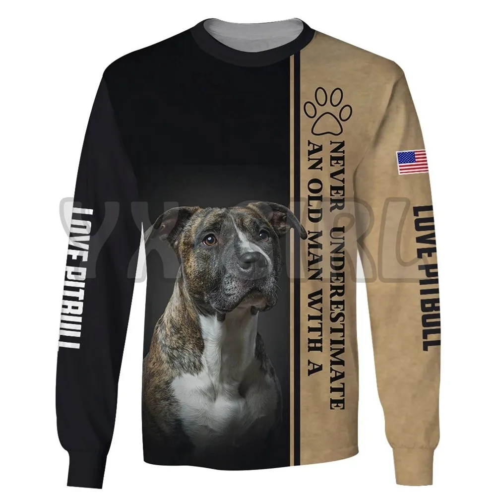 Love Dog Pit Bull 3d All Over Printed Sweatshirts Men For Women Pullovers Unisex Tops 01