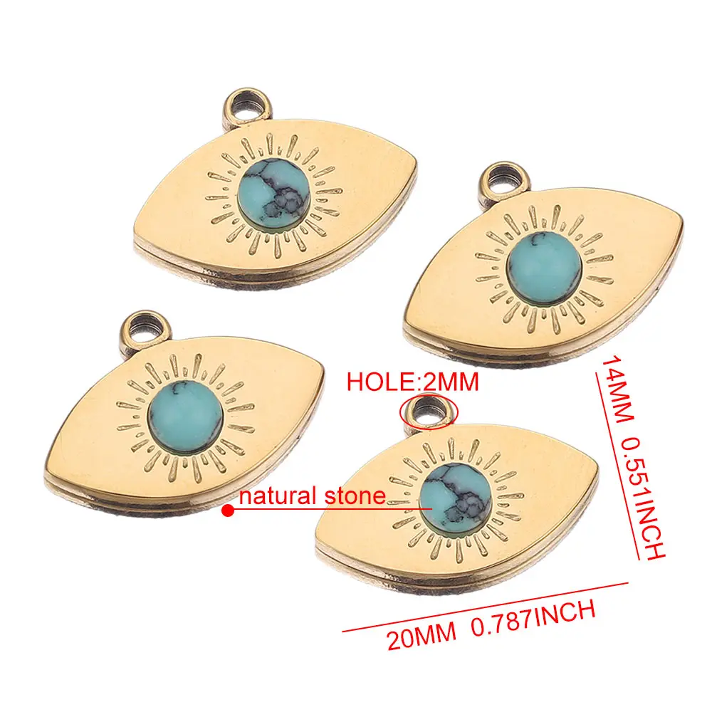 4pcs Lot Stainless Steel Oval Sun Rays Gold Color Charm Pendants Natural Stone Cute Earring for DIY Necklace Jewelry Making Bulk