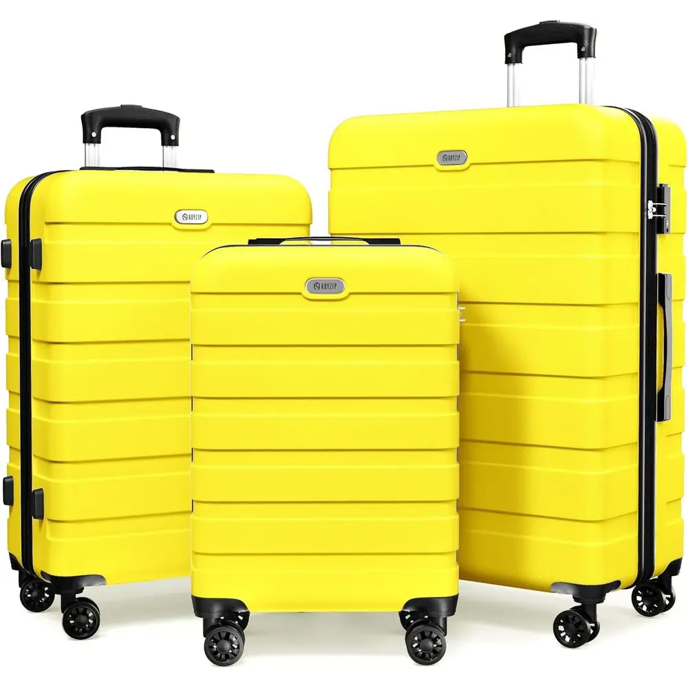 

3-Piece Hardshell Suitcase Set with 4 Spinner Wheels, TSA Lock, 20/24/28 Inch, Black