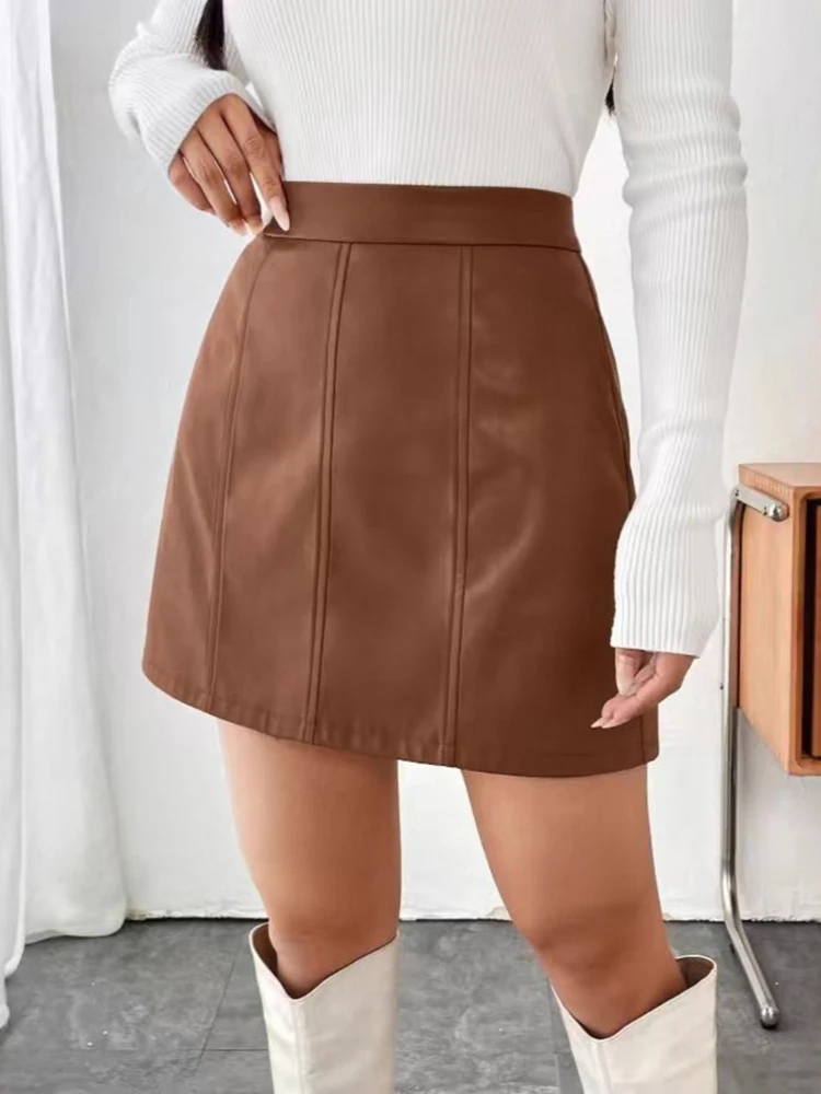 

SsTss винтажная мини-юбка-карандаш для женщин, новая шикарная однотонная облегающая юбка с высокой талией, осенне-зимняя модная юбка из искусственной кожи