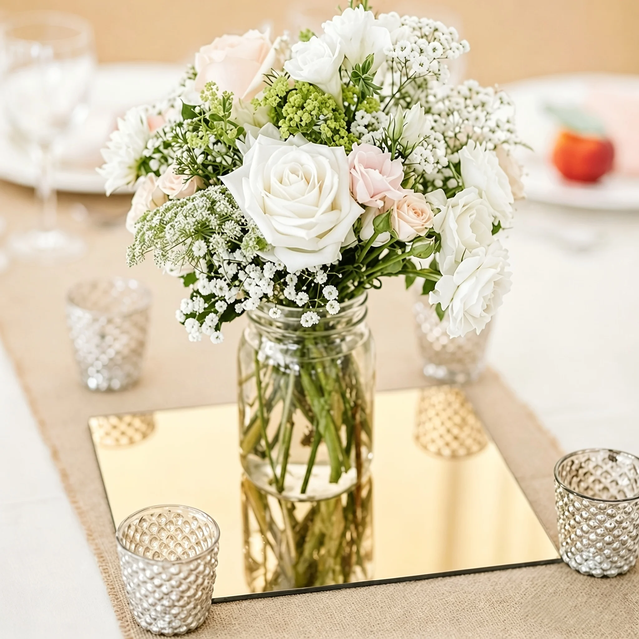 7PCS Elegant Acrylic Mirror Tray Flat 2D Delicate Styling Multipurpose Use Dressing Mirror Bathroom Counter Full Length 10x10cm