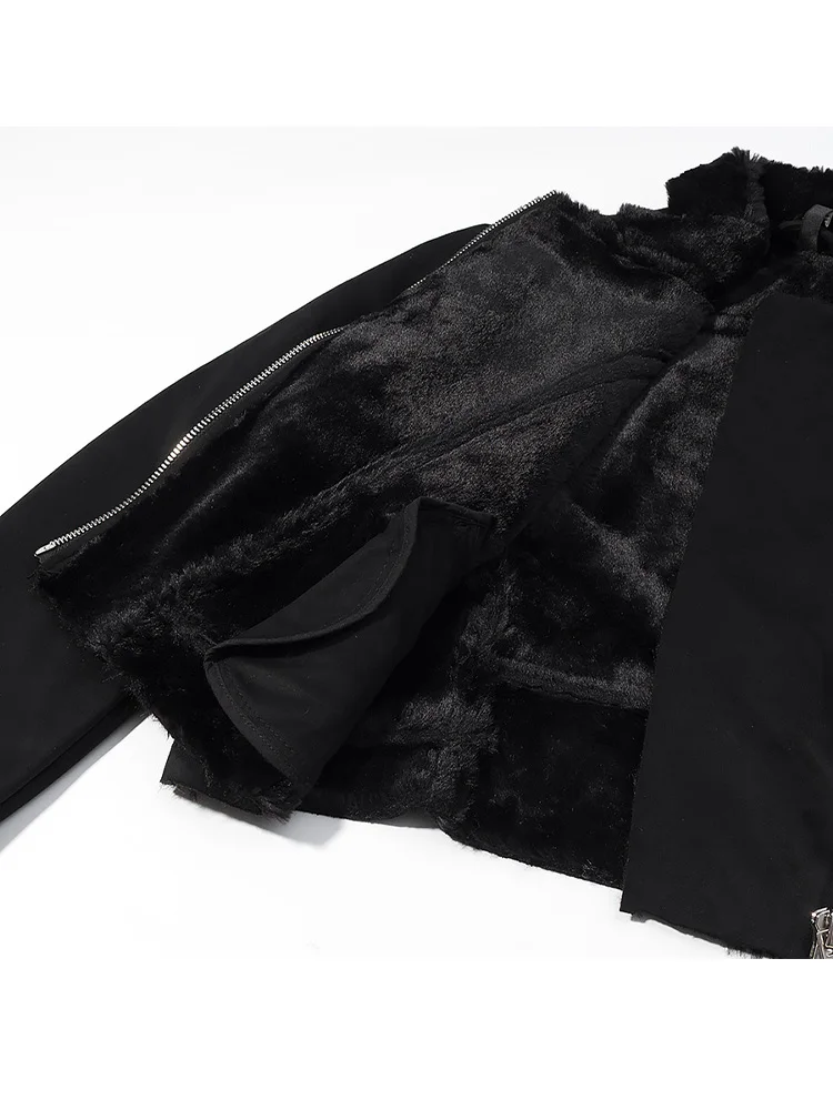 

HH Women Fashion Turn-down Collar Zipper Coat Female Spring Chic High Street Casual Fur Integration Long Sleeve 2026 Jacket