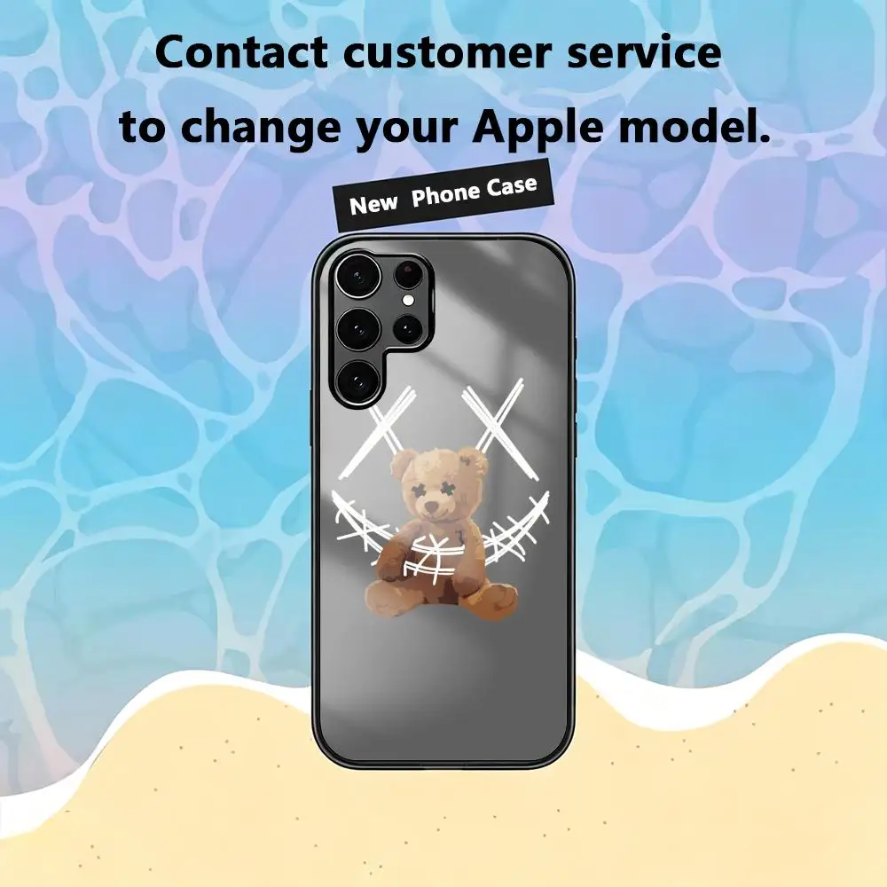 luxurious Cartoon bear T-tous ins Phone Case For Samsung S26 S25 S24 S23 S22 S21 S20 Plus Ultra Note20 Glass Magnetic Case