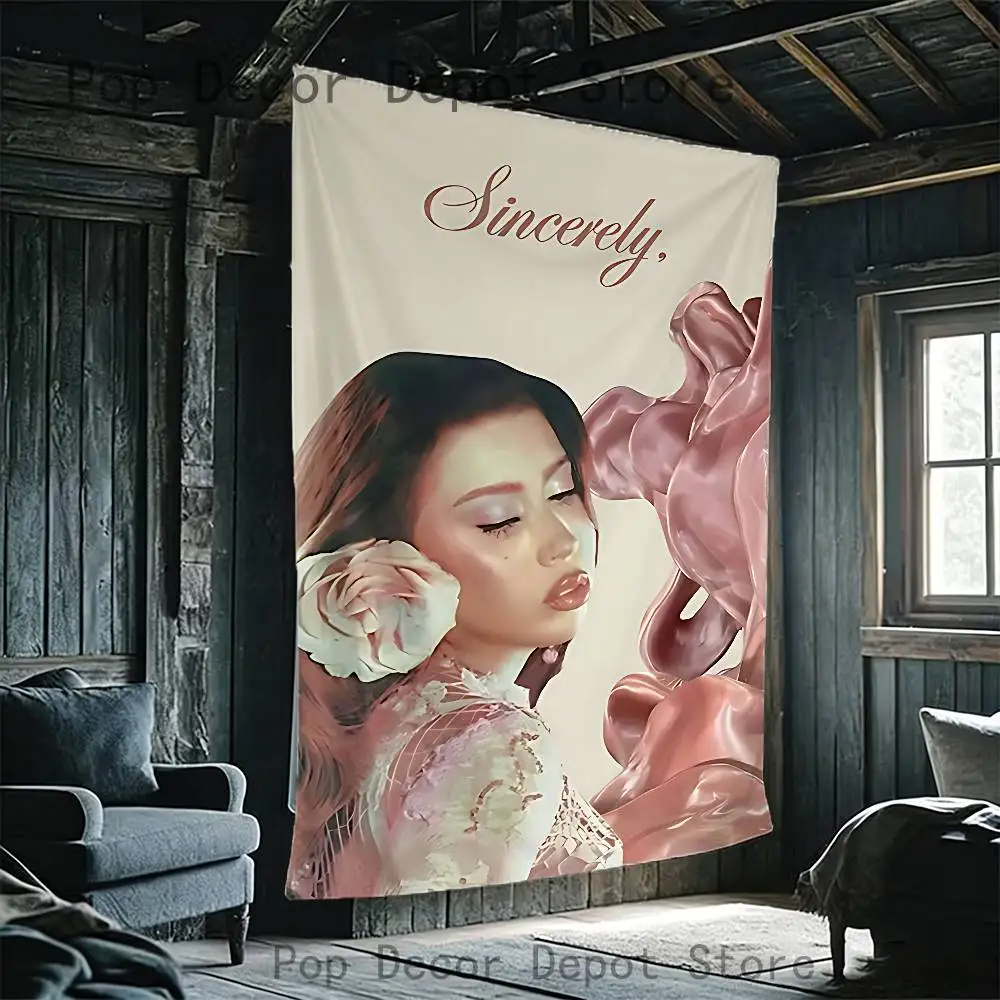 

Kali U-Uchis Sincerely Flag Tapestry Banner For Bedroom Outdoor Living Room Restaurant Bar Wall Decor Party